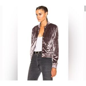 ThePerfext “Ashley” Crushed Velvet Bomber Jacket